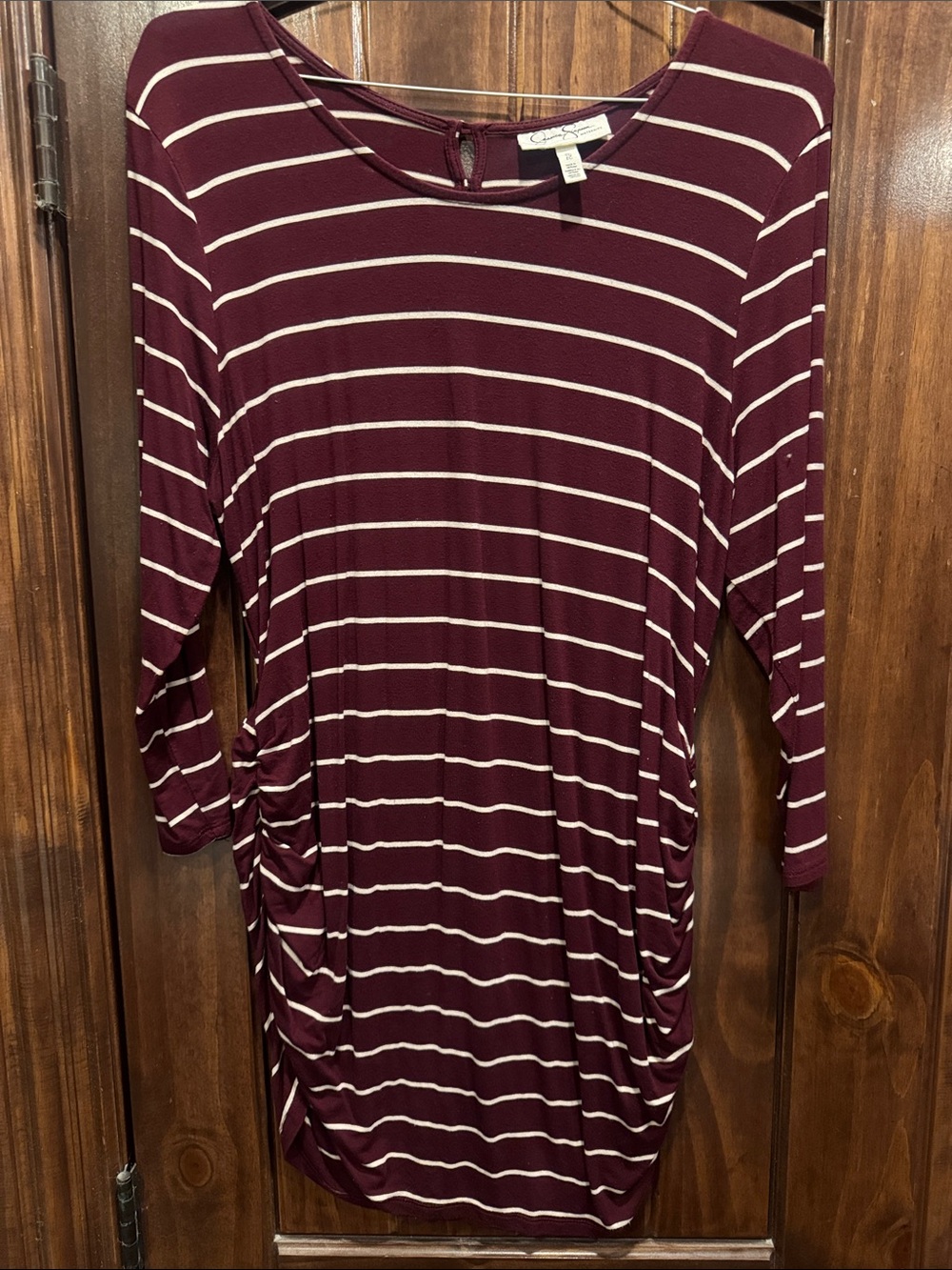 Jessica Simpson Maternity Burgundy Striped Knit Tunic Top